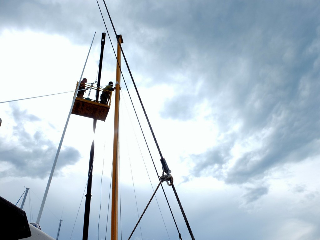 Mast repairs in the boat yard, Darwin