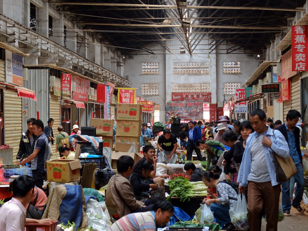 Vegetable market, Kunming: This typically Chinese looking market was in an unexpected setting - an old factory! 