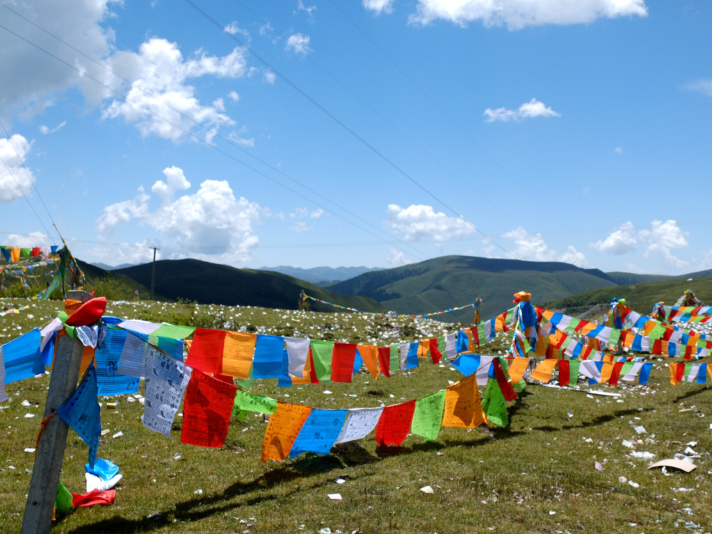 Prayer flags: Tibetan people believe everytime the wind blows a matra is given.