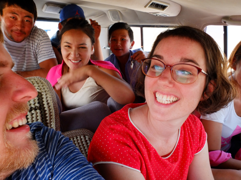 The time a Mongolian family picked us up hitch-hiking, even though they were already 8 people in the car!
