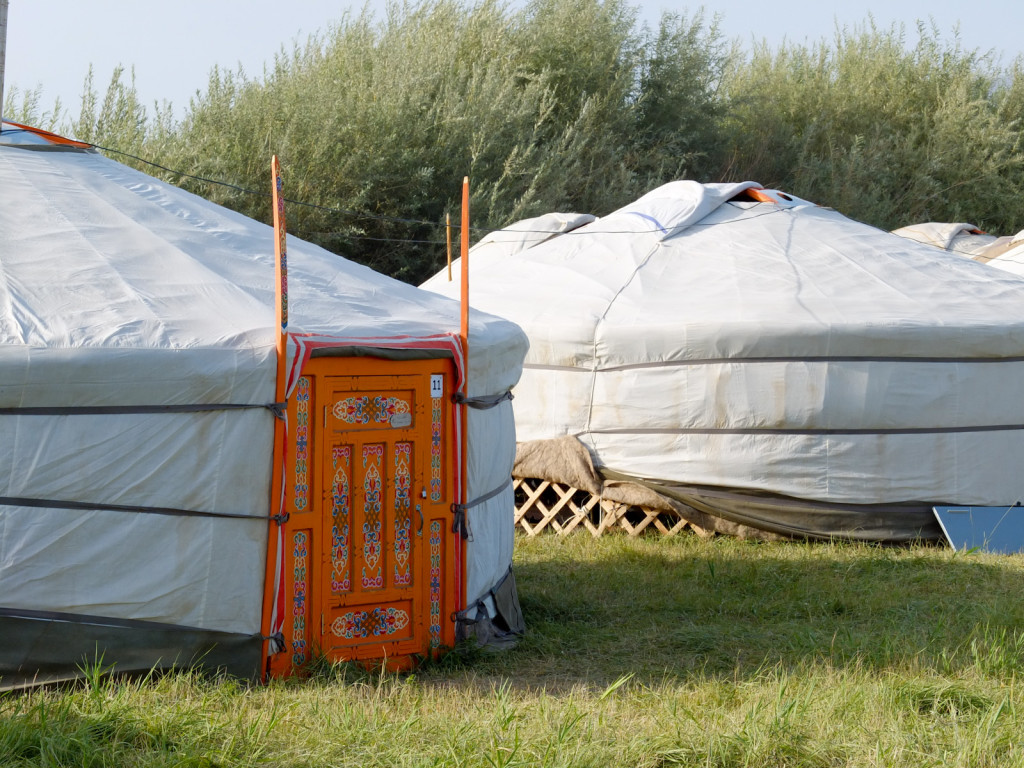 A yurt (ger) camp had been set up in the park for Nadaam preformers