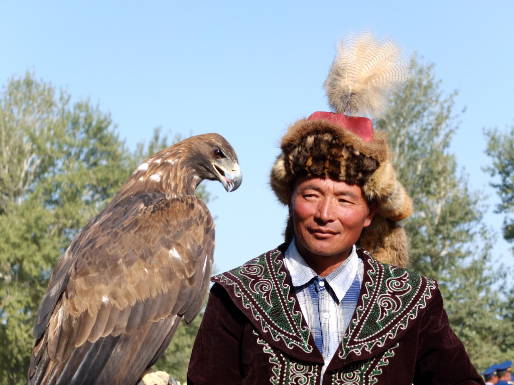 A Kazakh eagle hunter